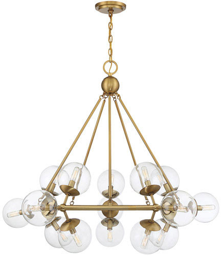 Savoy House 1-1932-15-322 Orion Contemporary Warm Brass Chandelier Lighting