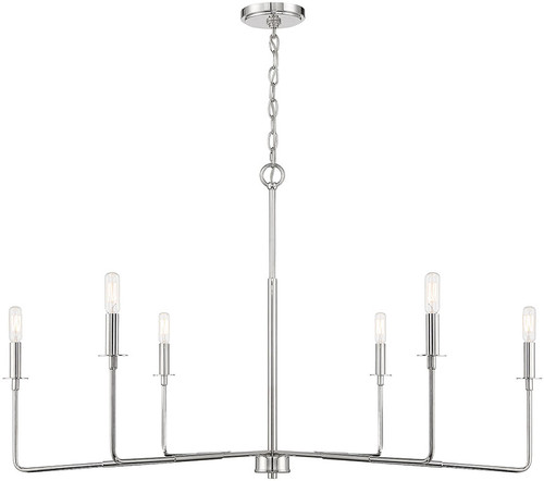 Savoy House 1-2221-6-109 Salerno Modern  Polished Nickel Ceiling Chandelier