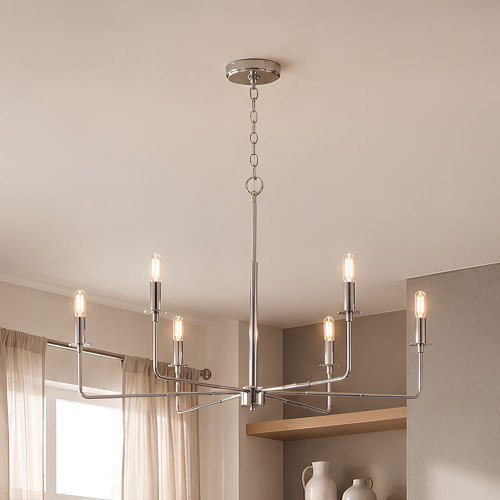 Savoy House 1-2221-6-109 Salerno Modern  Polished Nickel Ceiling Chandelier