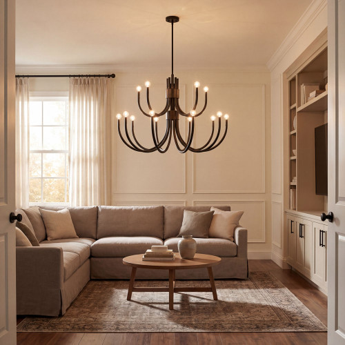 Savoy House 1-6682-15-89 Sorrento Contemporary Matte Black Chandelier Light