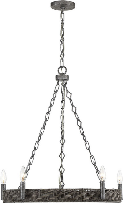 Savoy House 1-747-5-179 Tripoli Mottled Zinc w/ Gray Rattan Chandelier Lamp