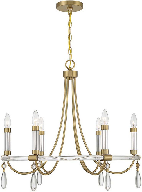 Savoy House 1-7716-6-195 Mayfair Crystal Warm Brass and Chrome 8" Ceiling Chandelier