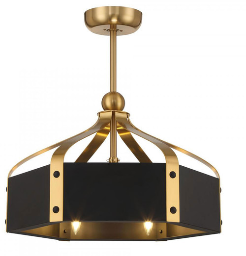Savoy House 26-FD-7806-143 Sheffield Contemporary Matte Black / Warm Brass LED 26" Home Ceiling Fan