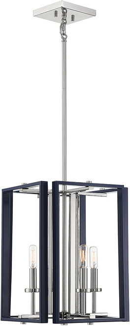 Savoy House 3-8881-4-174 Champlin Contemporary Navy w/ Polished Nickel Accents Foyer Lighting