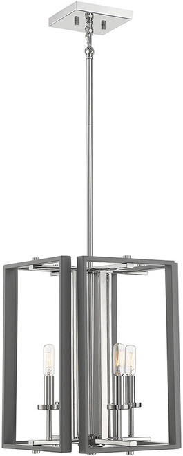 Savoy House 3-8881-4-175 Champlin Contemporary Gray w/ Polished Nickel Accents Foyer Light Fixture