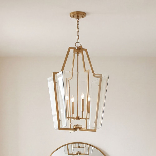 Savoy House 3-9950-4-322 Farell Modern Warm Brass Foyer Lighting Fixture