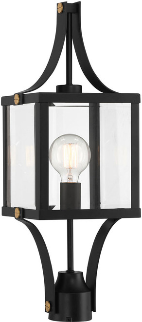 Savoy House 5-476-144 Raeburn Modern Matte Black and Weathered Brushed Brass Exterior Post Light