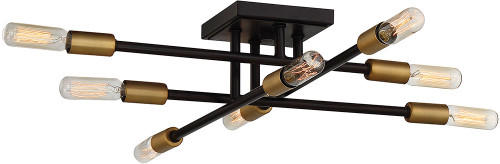 Savoy House 6-7003-8-77 Lyrique Contemporary Bronze w Brass Accents Overhead Light Fixture