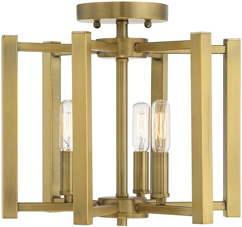 Savoy House 6-7702-3-322 Benson Contemporary Warm Brass Flush Mount Lighting