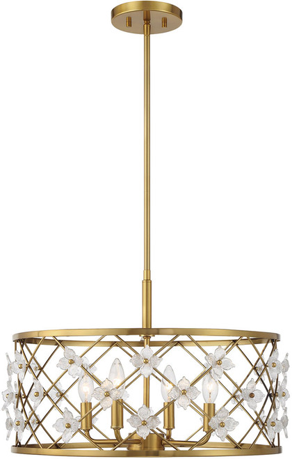Savoy House 6-8410-4-322 Bailey Modern Warm Brass Drum Pendant Lamp