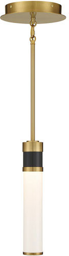 Savoy House 7-1643-1-143 Abel Modern Matte Black with Warm Brass Accents LED Mini Pendant Hanging Light