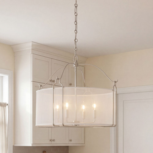 Savoy House 7-1693-4-SN Ashlay Modern Satin Nickel Drum Pendant Light