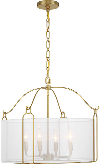 Savoy House 7-1693-4-322 Ashlay Contemporary Warm Brass Drum Pendant Light Fixture