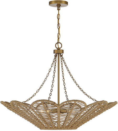 Savoy House 7-1825-5-320 Cyperas Modern Warm Brass and Rope Pendant Light Fixture