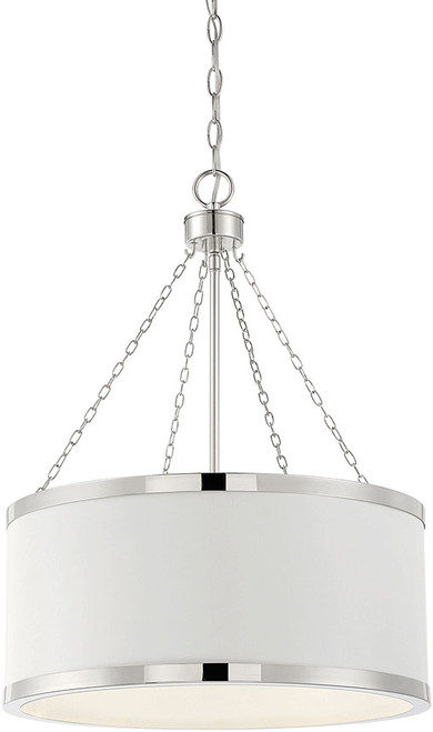 Savoy House 7-188-6-172 Delphi Contemporary White w/ Polished Nickel Acccents Drum Drop Ceiling Lighting