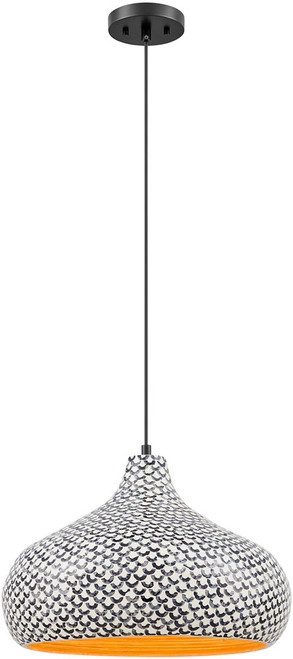 Savoy House 7-3095-1-201 Jade Contemporary Black and White Shell Pendant Hanging Light