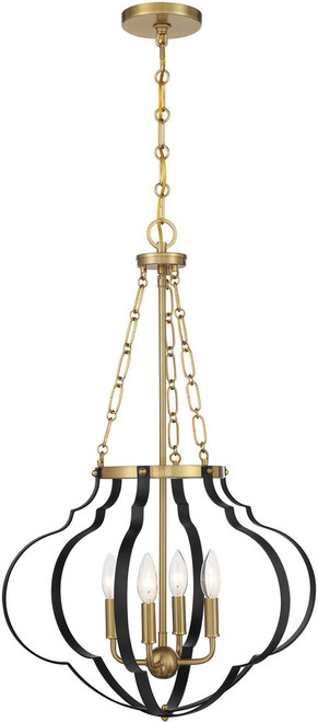Savoy House 7-4866-4-143 Mercer Contemporary Matte Black and Warm Brass Foyer Lighting Fixture