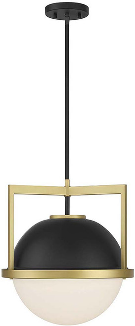 Savoy House 7-4600-1-143 Carlysle Contemporary Matte Black with Warm Brass 2-Light Drop Ceiling Light Fixture