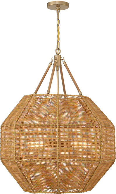 Savoy House 7-5106-5-177 Selby Modern Burnished Brass and Rattan Hanging Pendant Light