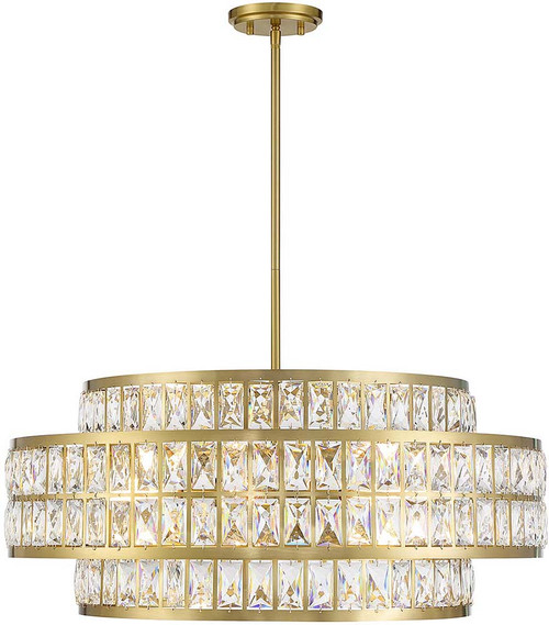 Savoy House 7-9048-6-322 Renzo Crystal Warm Brass 28" Pendant Light