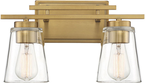 Savoy House 8-1020-2-322 Calhoun Modern Warm Brass 2-Light Bathroom Lighting