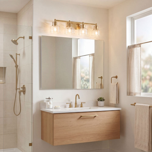 Savoy House 8-1030-4-322 Dover Contemporary Warm Brass 4-Light Bath Lighting