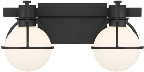 Savoy House 8-1060-2-BK Pierce Contemporary Matte Black 2-Light Bath Wall Sconce