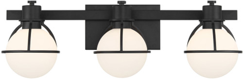 Savoy House 8-1060-3-BK Pierce Contemporary Matte Black 3-Light Bathroom Wall Light Fixture