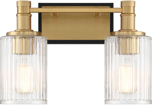Savoy House 8-1102-2-143 Concord Contemporary Matte Black with Warm Brass 2-Light Bath Lighting