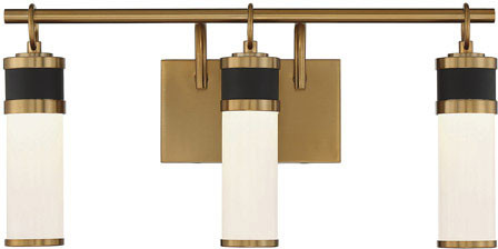 Savoy House 8-1638-3-143 Abel Modern Matte Black and Warm Brass LED 3-Light Vanity Lighting Fixture