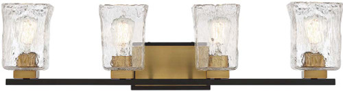 Savoy House 8-1720-4-143 Sidney Matte Black with Warm Brass 4-Light Bathroom Light Fixture