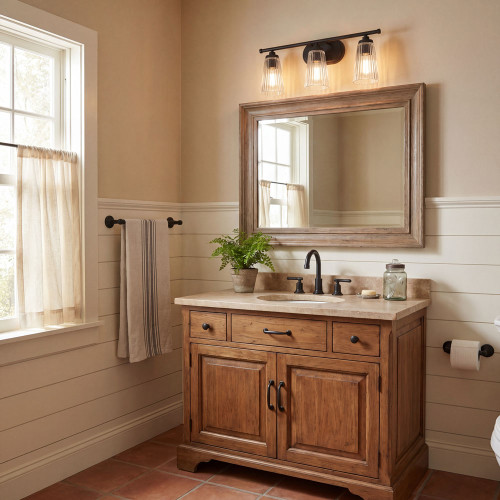 Savoy House 8-1745-3-BK Chantilly Matte Black 3-Light Lighting For Bathroom
