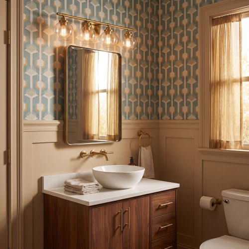 Savoy House 8-4050-4-322 Carson Modern Warm Brass 4-Light Bathroom Wall Sconce