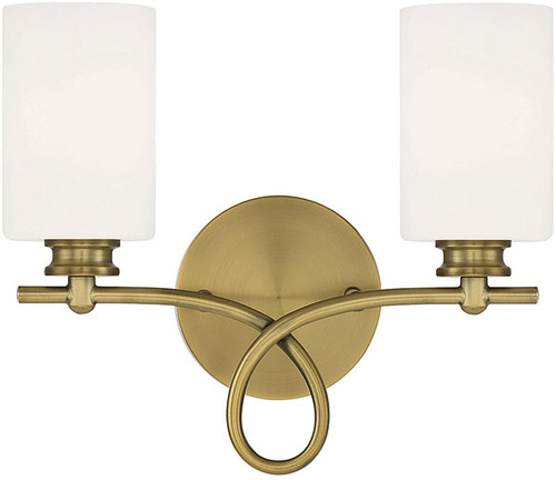 Savoy House 8-530-2-322 Woodbury Modern Warm Brass 2-Light Bathroom Sconce