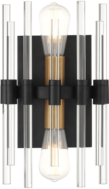 Savoy House 9-1935-2-143 Santiago Contemporary Matte Black with Warm Brass Accents Wall Lighting