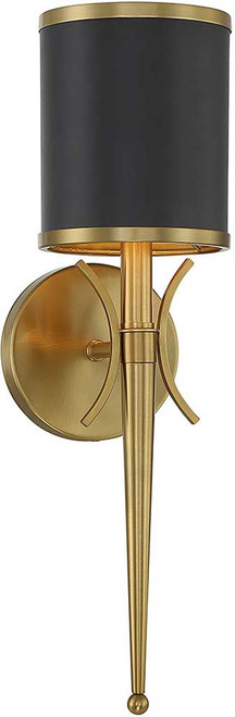 Savoy House 9-9944-1-143 Quincy Matte Black with Warm Brass 27" Sconce Lighting