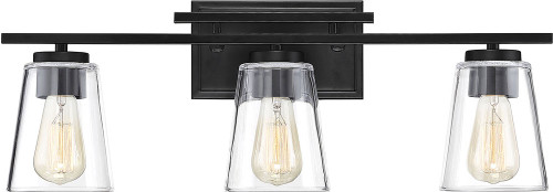 Savoy House 8-1020-3-BK Calhoun Contemporary Black 3-Light Bathroom Light
