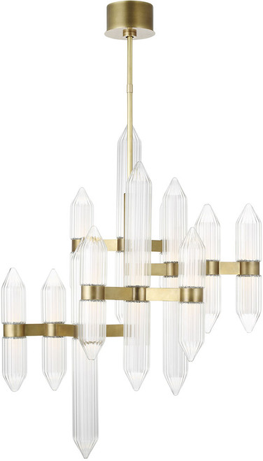 Visual Comfort Modern 700LGSN31BR-LED927 Langston Contemporary Plated Brass LED Chandelier Light