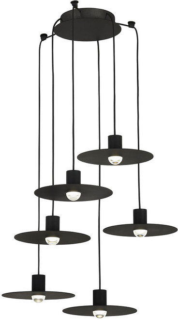 Visual Comfort Modern 700TRSPEVS6RB-LED930 Eaves Contemporary Nightshade Black LED Multi Hanging Light Fixture