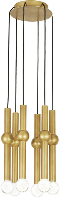 Visual Comfort Modern 700TRSPGYD6RNB-LED930 Guyed Contemporary Natural Brass LED Multi Pendant Lighting Fixture