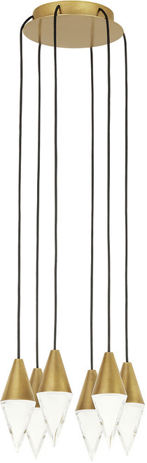 Visual Comfort Modern 700TRSPTRT6RNB-LED930 Turret Modern Natural Brass LED Multi Hanging Lamp