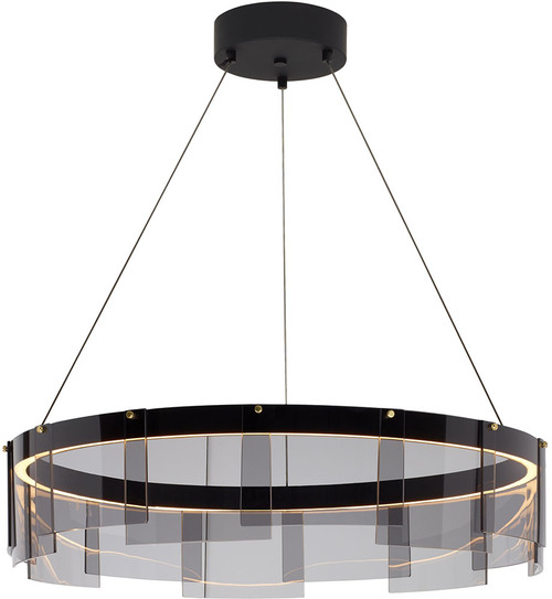 Visual Comfort Modern Stratos Modern Smoke/Black LED Drum Ceiling Light Pendant