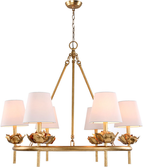 Terracotta H23107R-6G Rosalba Gold Leaf Hanging Chandelier