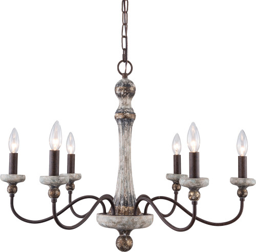 Terracotta H21132-6 Annabella Traditional Smokey Gray Chandelier Light