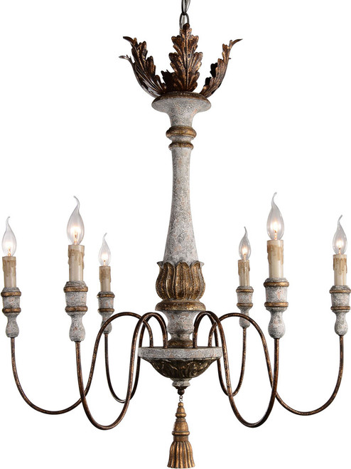 Terracotta H5101-6 Calandra Traditional French White w/ Gold Accent Chandelier Lighting