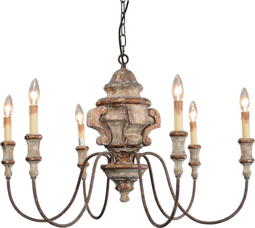 Terracotta H6229-6 Cianna Traditional Smoked Gold and Gray Chandelier Light