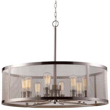 Trans Globe 10229-BN Mesh Contemporary Brushed Nickel 24.5" Drum Pendant Lighting Fixture