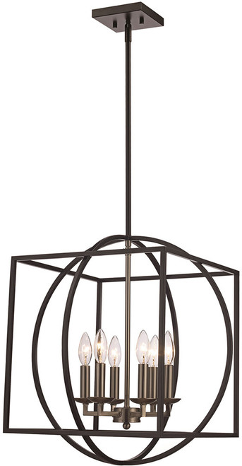 Trans Globe 11186-BN-BK Geometric Cage Contemporary Brushed Nickel/Black 20" Pendant Hanging Light