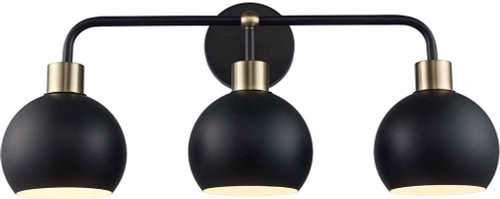 Trans Globe 22533 BKAG-BK Indigo Contemporary Black and Antique Gold 3-Light Bathroom Lighting