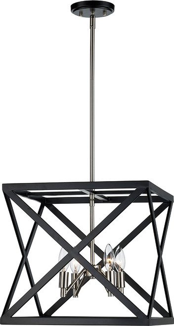 Trans Globe 71055-BK-BN Modern Black / Brushed Nickel 13" Pendant Light Fixture